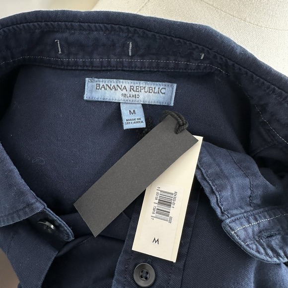 NWT Banana Republic Relaxed Fit Garment Dye Oxford Shirt MEDIUM Navy Blue Button - Picture 13 of 13